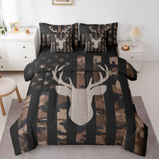 Hunting Deer 7 Piece Bedding Set Camouflage Comforter Set with Sheets for Kids B