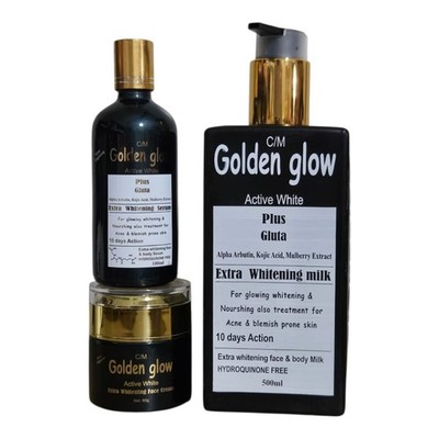 Golden Glow Active White Plus Gluta Lotion, Serum, Face Cream 3pcs Set
