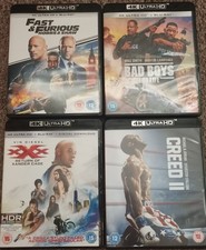 Blu Ray 4K Bundle x 4 Action Films Creed 2, Fast & Furious Hobbs & Shaw