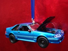 1987 87 FORD MUSTANG GT FOXBODY MUSCLE CAR BLUE CHRISTMAS TREE ORNAMENT