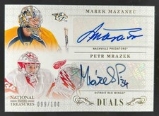 2013-14 National Treasures Marek Mazanec / Petr Mrazek, Dual Auto 99 /100 #D-MM