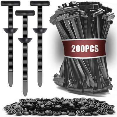 200 Pack Nylon Universal Cable Tie Buckle Zip Tie, Heavy Duty Self-Locking Push
