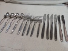 Lot Of 15 Vtg AMERICAN Stainless USA Flatware Forks Spoons Knife 