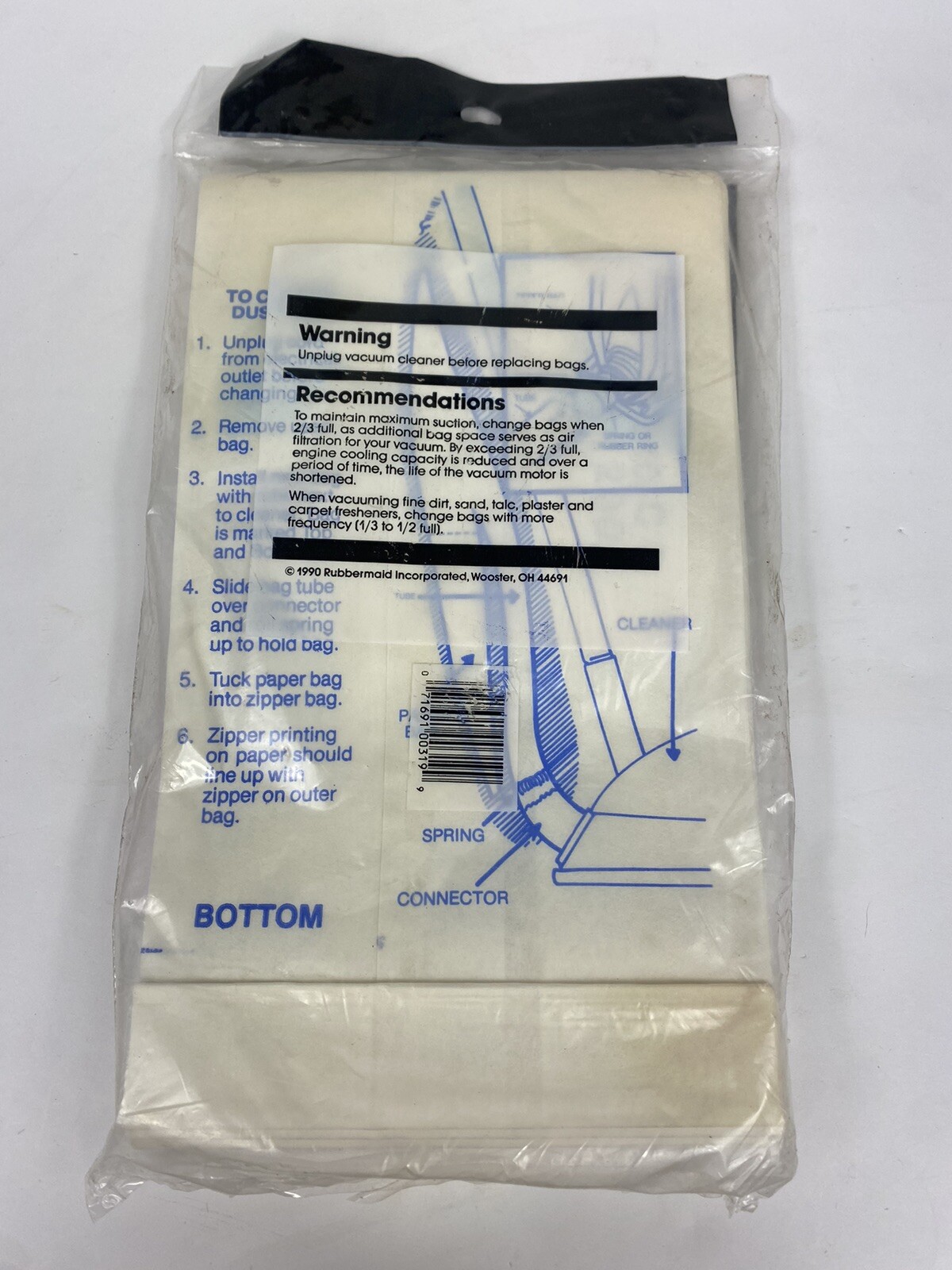 4 Rubbermaid Vacuum Bags for Kenmore Upright 5002 5062 or Singer SUB1