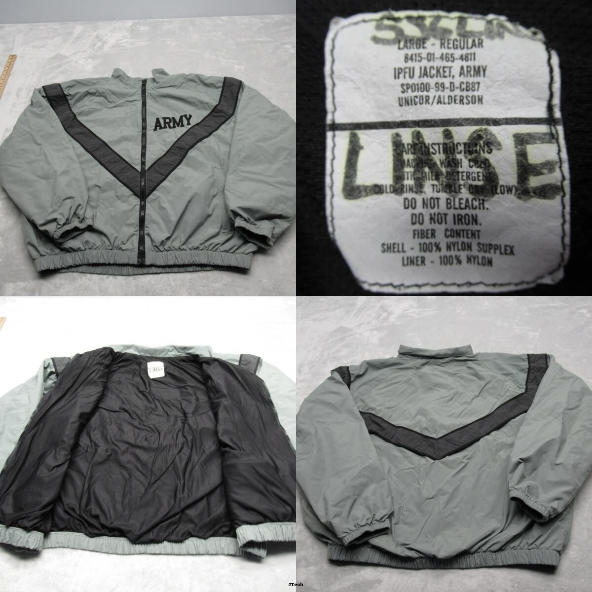 Army IPFU Jacket Mens Large Green Full Zip Pockets Raglan Sleeve