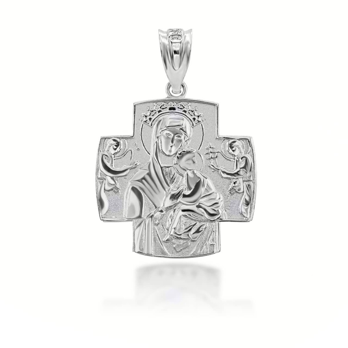 Cross Pendant Mary And Jesus Necklace Silver Jesus And Mary Two
