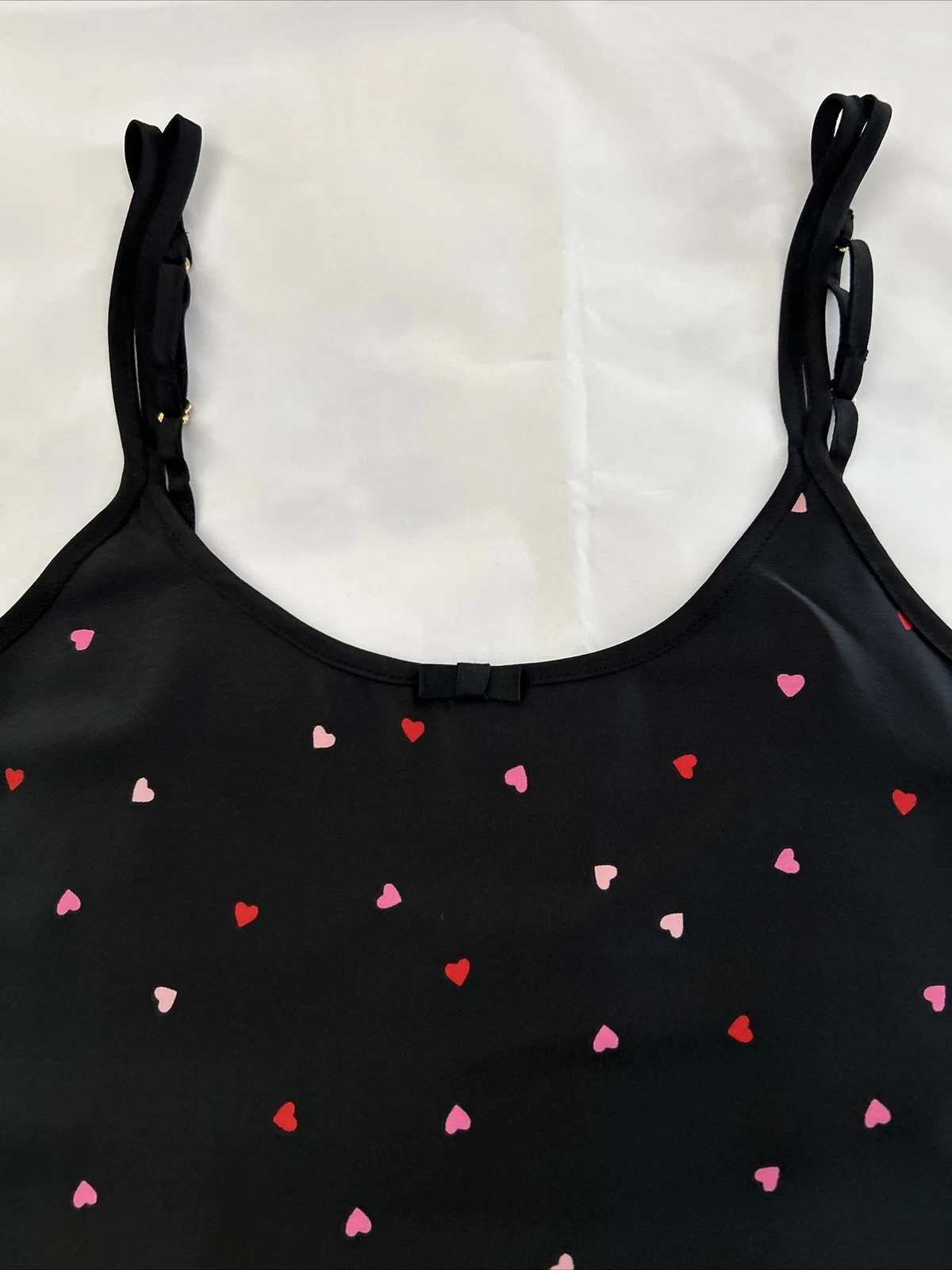 Camicia Kate Spade nero rosa cuori rossi donna taglia large prezzo al dettaglio $78