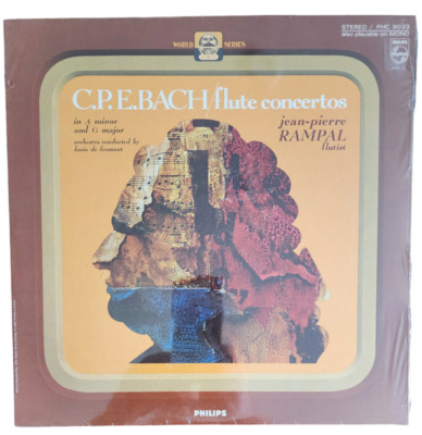 C.P.E. BACH FLUTE CONCERTOS IN A MINOR AN G MAJOR JEAN PIERRE RAMPAL SEALED LP
