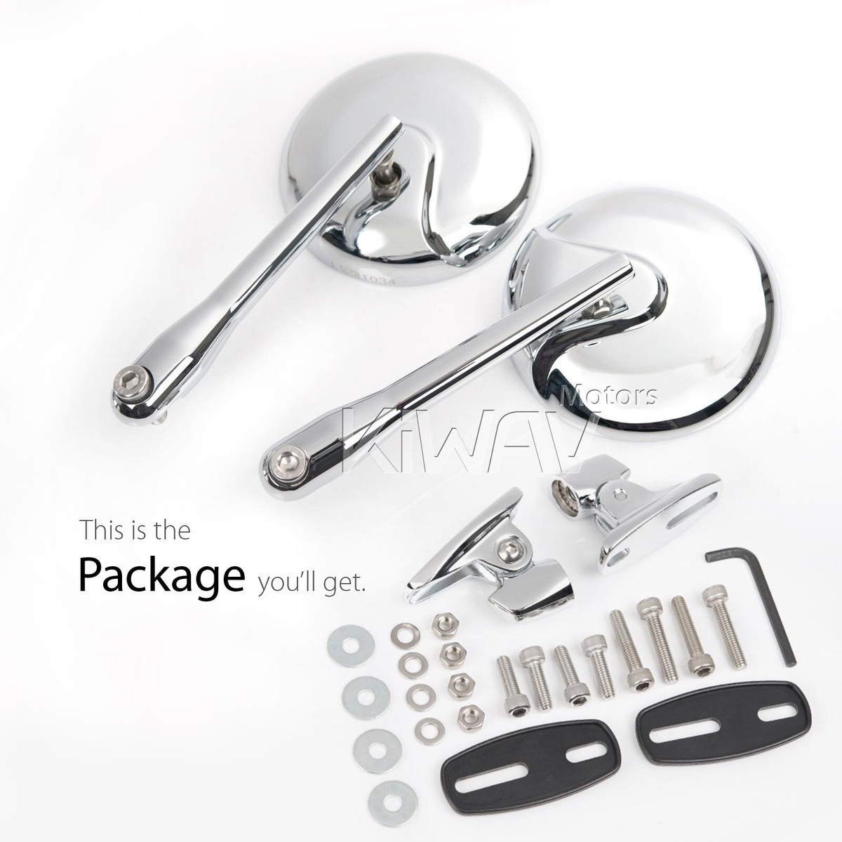 Round chrome mirrors Retro chrome base adjustable Kawasaki