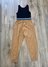 Intimately Free People Womens Ribbed Tank Black Yellow Harem Jumpsuit Size L