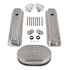 For Sbc Chevy 350 87-97 Finned Short Valve Cover 12 Air Cleaner Breather