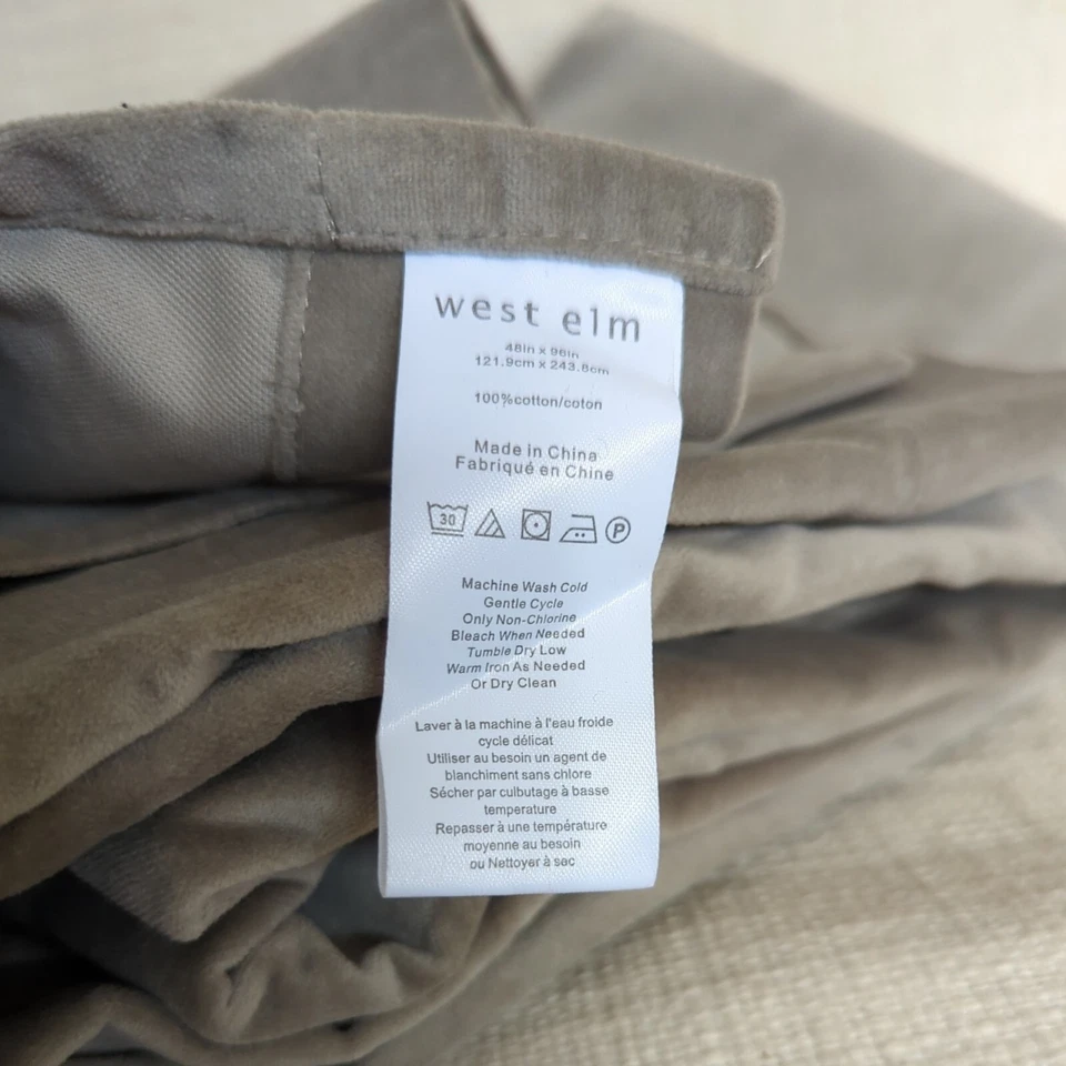 west elm Velvet Curtain Panel (1) 48x96in Gray Silver Grommets - Image 3 of 4