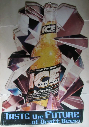 Vintage 1993 Budweiser Ice Draft "Taste The Future" Tin  Sign 31" Tall