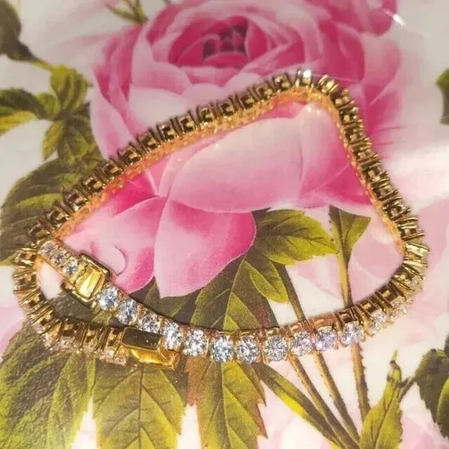 4MM Lab-Created 8CT Diamond Tennis Bracelet 14k Yellow Gold Plated 7.5 Inches