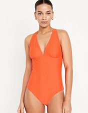 Old Navy Women s Tie-Back One-Piece Swimsuit Warm Sunset Size XS, M or 4X 45