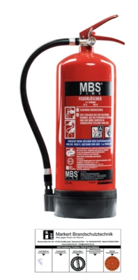 MBS-FIRE® 6l Schaum AB Feuerlöscher inkl. Plakette 27A = 9LE Schaumlöscher mit Manometer