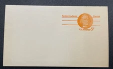 US Scott UY24  Postal Reply Postcard; 8 Cents Samual Adams; Unused; Attached