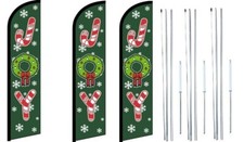 Joy Candy Cane Windless Flag With Hybrid Pole set 3 pack