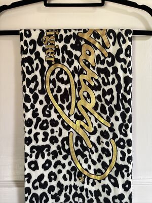 Vinrage Y2K Ed Hardy Scarf Floral Black Panther Roses 70 Inches