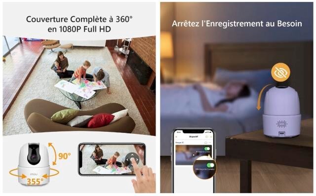 Imou Caméra Surveillance WiFi Intérieur (4MP) 360° Touche Détection Humaine AI Suivi Intelligent Sirène Audio