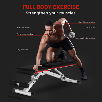 Pooboo Indoor Dumbbell Bench Workout Foldable Weight Bench Incline