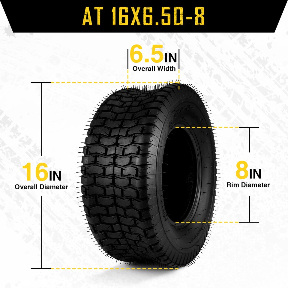 Pair Tyre 16x6.5-8 16x6.5x8 Lawn Mower Tractor Cart Turf Tires 4PR | eBay