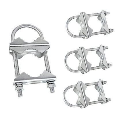 Double Antenna Mast Clamp V-Jaw Bracket U Bolts Pipe Mounting Hardware 4 PCS