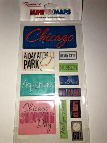 New Reminisce Mini Maps Epoxy Sticker ~ Chicago