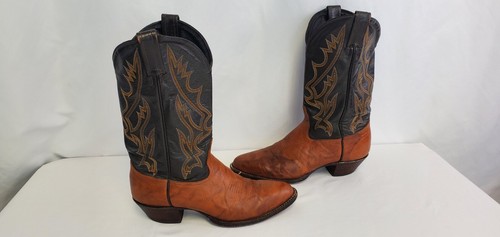 Embra Tony Lama 1160 marrón oscuro Botas de Cuero Pull On Cowboy Western Para Hombre Talla 8 B - Imagen 2 de 11