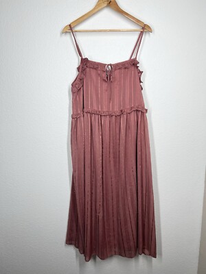 Arula Chiffon Ruffled Midi Dress Size A 1X Metallic Stripe Rose | eBay Arula Chiffon Ruffled Midi Dress Size A 1X Metallic Stripe Rose | eBay