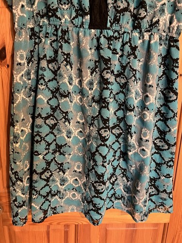 So Fabulous Dress Knee Length Size UK 22 Lined Snake Print Teal Lace - Picture 12 of 18