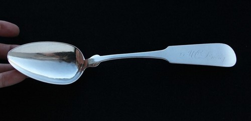 H C DUDLEY Infantry 1841-1850 Coin Silver J Gorham Sterling Table Spoon Fiddle