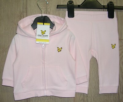 Lyle & Scott Mädchen Baby Rosa Jersey Jogginganzug Set Alter 0-3 Monate NEU