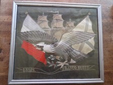 ANCIEN CADRE BRODERIE 1896 UNION FRANCO RUSSE AIGLE DRAPEAUX BATEAU COLLECTION