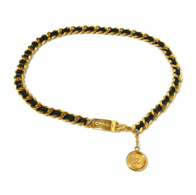 CHANEL ベルト メッシュ ココマーク ヴィンテージ VINTAGE 94A Chanel Chain Belt Coco Mark Logo 94A Vintage Lambskin And Metal