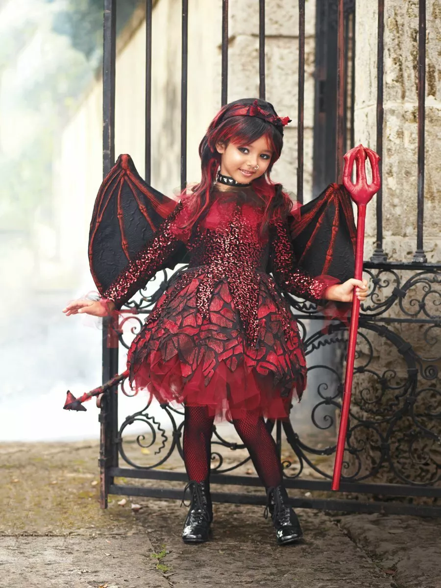 NWT CHASING FIREFLIES GIRLS PUNK DEVIL COSTUME WINGS HORNS Size 14