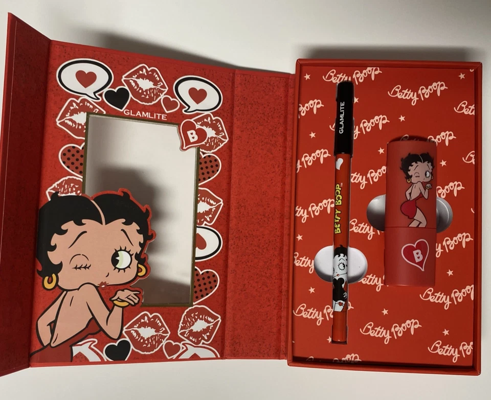 Glamlite Lip Kit Betty Boop Creamy Red Lipstick + Velvet Lip Liner NEW - Image 3 of 4