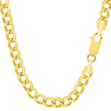 14k Yellow Real Gold Filled Solid Curb Chain Necklace, 7.0mm, 20"