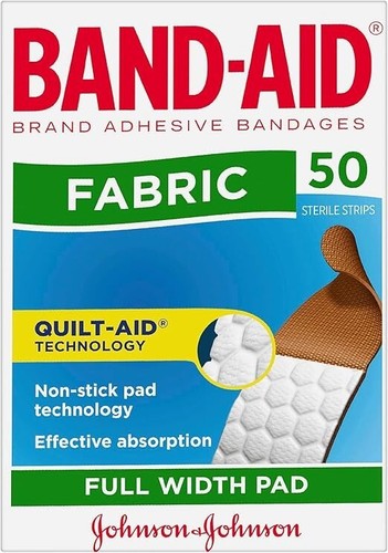 Band-Aid Plasters Fabric Strips 50 Pack Fabric Band Aid Non-Stick Pad Technology - Picture 2 of 5