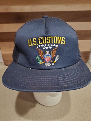 Vintage UNITED STATES US CUSTOMS SNAPBACK  Mesh Made In USA Trucker Hat Cap Dad