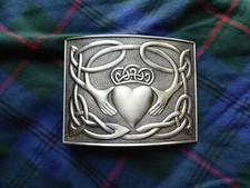 Brushed Metal Irish Claddagh Belt Buckle by Glen Esk