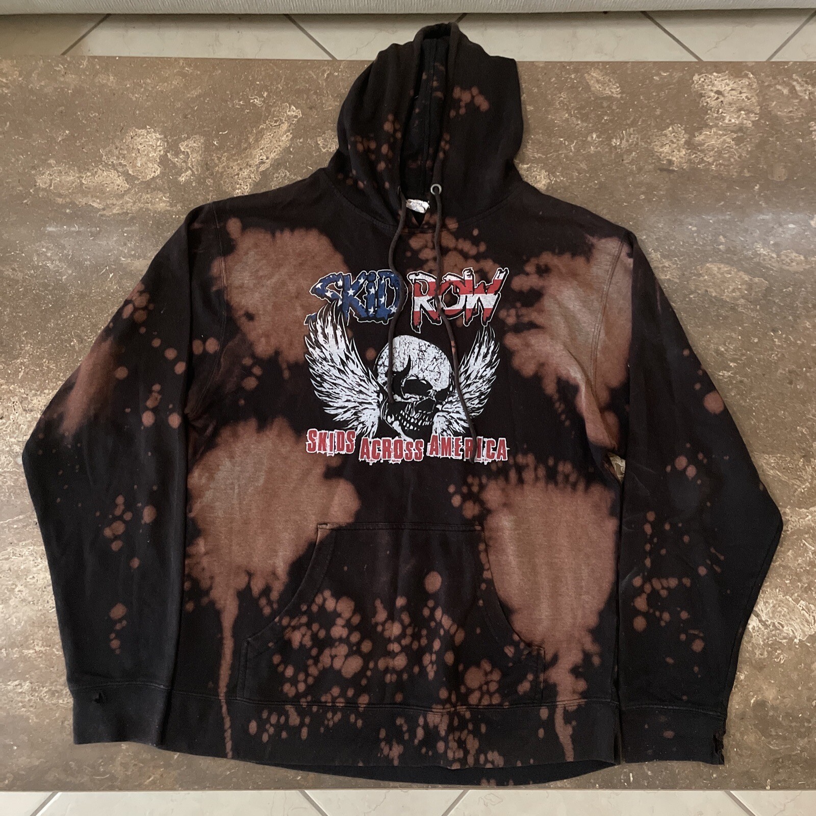 FILA Felpa con cappuccio vintage Skid Row World Tour 89 90 Skid Across America nera marrone XL