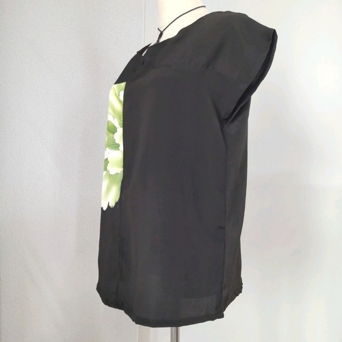Camicetta seta kimono giapponese remake donna fatta a mano nera design originale ML - Foto 4 di 9