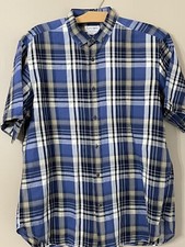 Men s Culturata Short Sleeve Button Up Shirt Slim Fit Blue Italy XL 0124