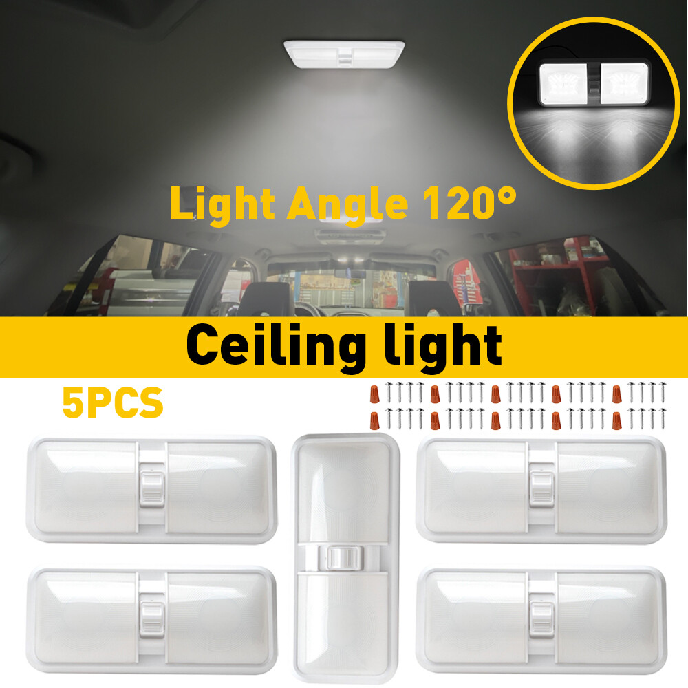 2 RV 12v LED Interior Ceiling Light Boat Camper Trailer Single Dome w/switch US