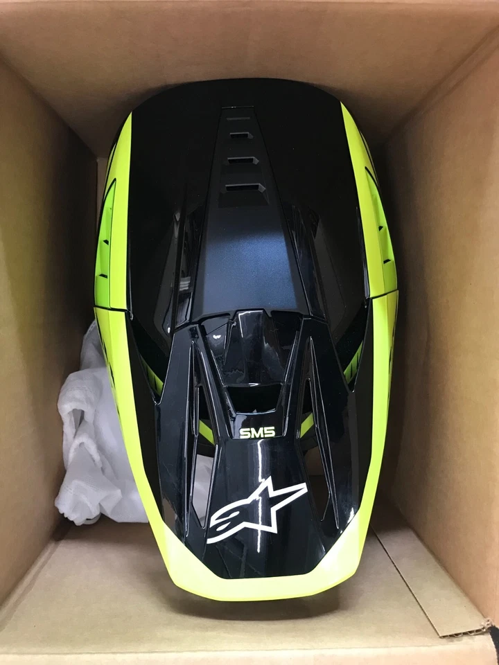 Casco O2B Alpinestars S-M5 Beam Negro Brillante Antracita Amarillo Fluo Juvenil Grande Foto 3 de 4