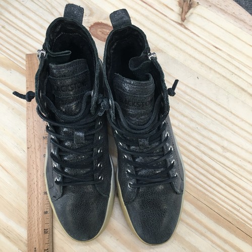 Blackstone Shoes Womens 36 Caviar Sneaker Black Leather Lace Up High Top Comfort - Picture 5 of 12