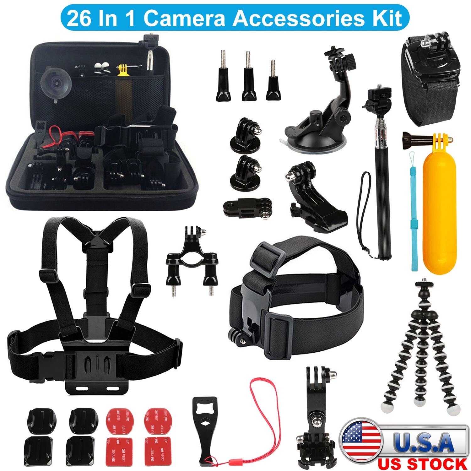 Accessories Kit Set Bundle For Gopro Hero 8 7 6 5 4 3 2 Session Mount Combo Tool-image
