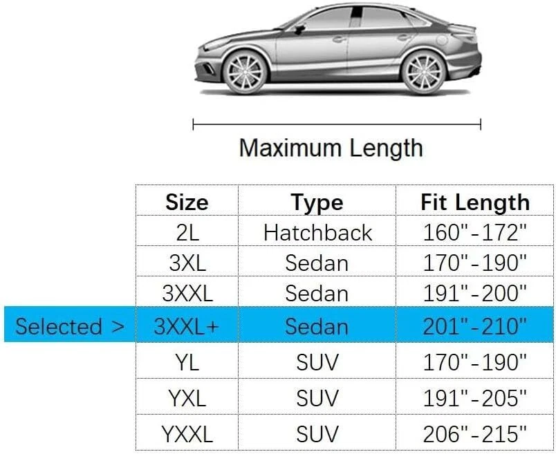 Car Cover 201-210 inches Sedan Waterproof All Weather Protection Outdoor For - Imagem 2 de 4