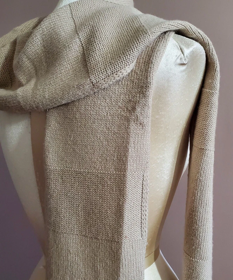 Fossil Scarf Beige Knit 6x78" Soft Warm Wool Blend Warm Preppy 80s Unisex Retro - Image 2 of 4